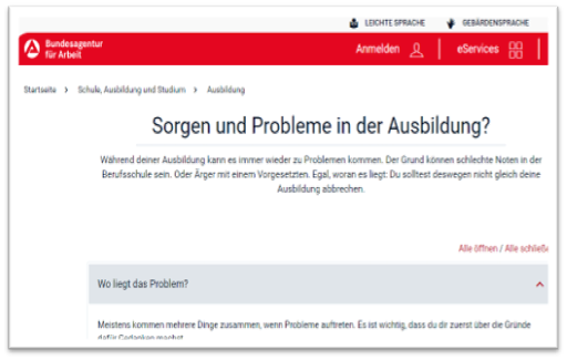 bei Problemen während der Ausbildung