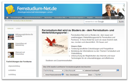  staatlich zertifizierte Fernstudienangebote